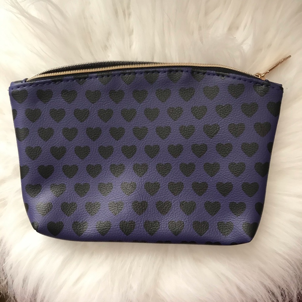 Ipsy purple & black hearts bag